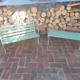 Set of 2 garden benches, for children in cast iron and wood