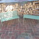 Set of 2 garden benches, for children in cast iron and wood
