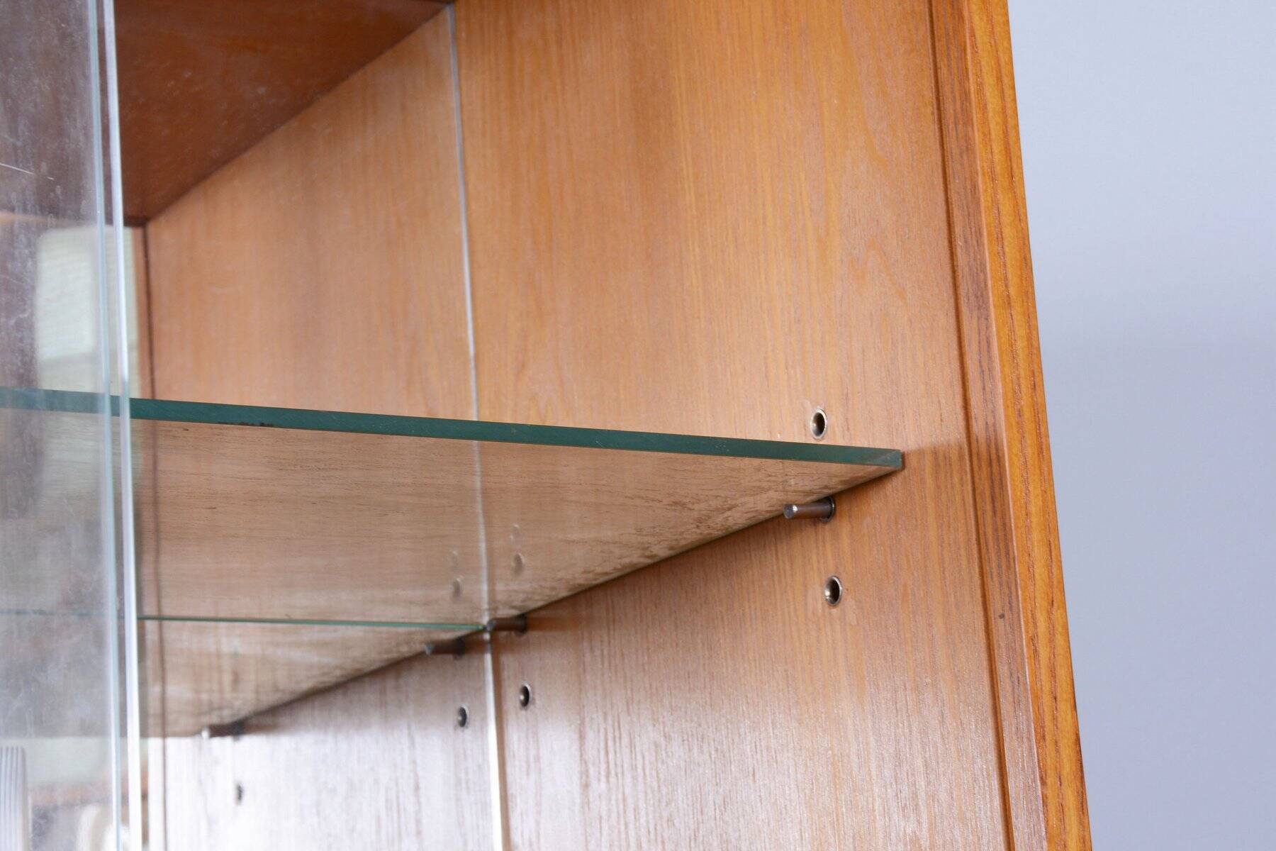 Art Deco Display Cabinet in Oak and Glass, Czech, 1940s