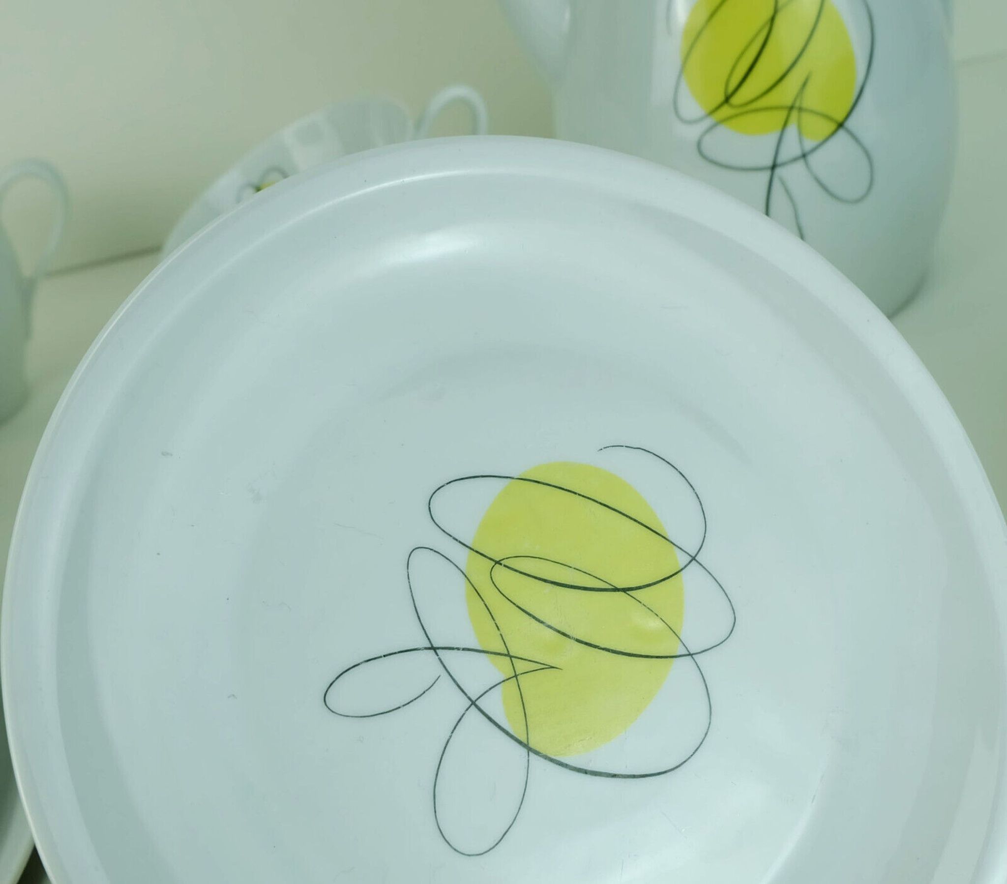 Mid century coffee crockery schirnding bavaria abstract decor in pastel colors 1950s