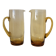 2 carafes in vintage amber yellow blown glass