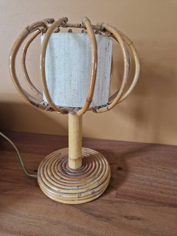 Louis Sognot (1892-1970) Table or bedside lamp - In rattan - 1960