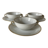 3 broth cups, Limoges porcelain - A. VIGNAUD