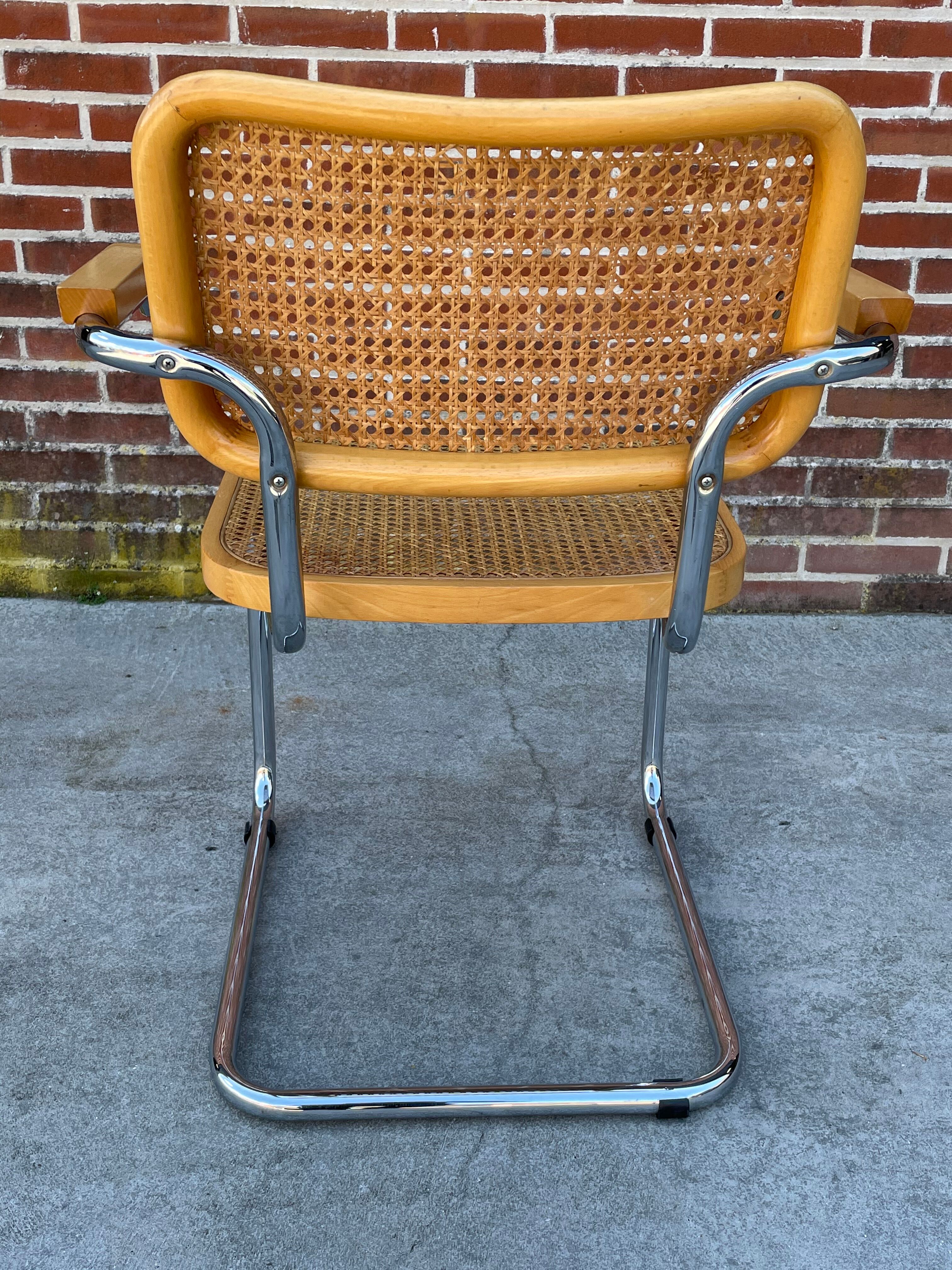 Cesca model design chair with armrests chrome version