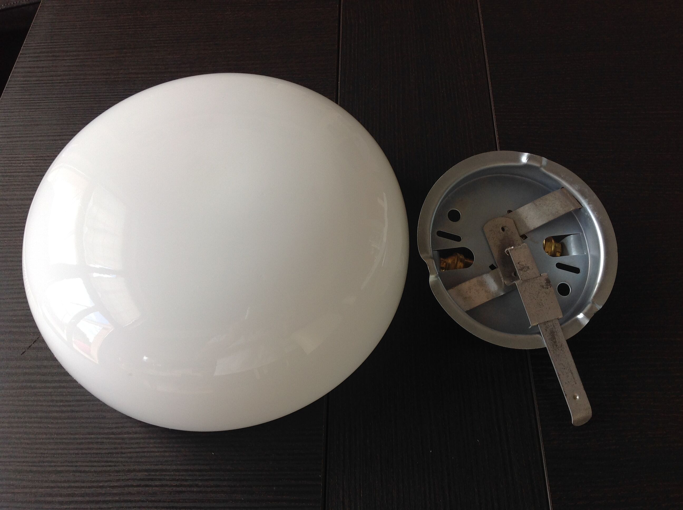 Ceiling light in opaline white vintage 70s half moon