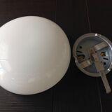 Ceiling light in opaline white vintage 70s half moon