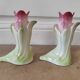 Paire vases soliflore art deco barbotine tulipe