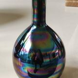 Murano Iridescent ball vase/With iridescent reflections. Mary line. Dim 20 x 10 cm