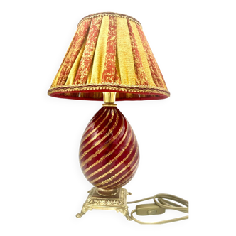 Lampe de table verre murano couleur Rubis Rigadin ,Italie 1950