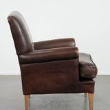 Beautiful Characterful Sheep Leather Armchair with a Deep Colour