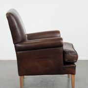 Beautiful Characterful Sheep Leather Armchair with a Deep Colour