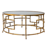 Table basse ronde bambou doré
