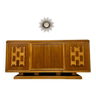 Vintage Art Deco walnut sideboard from 1939, signed with documents.
