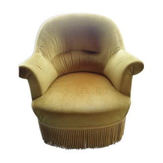 Fauteuil crapaud moutarde