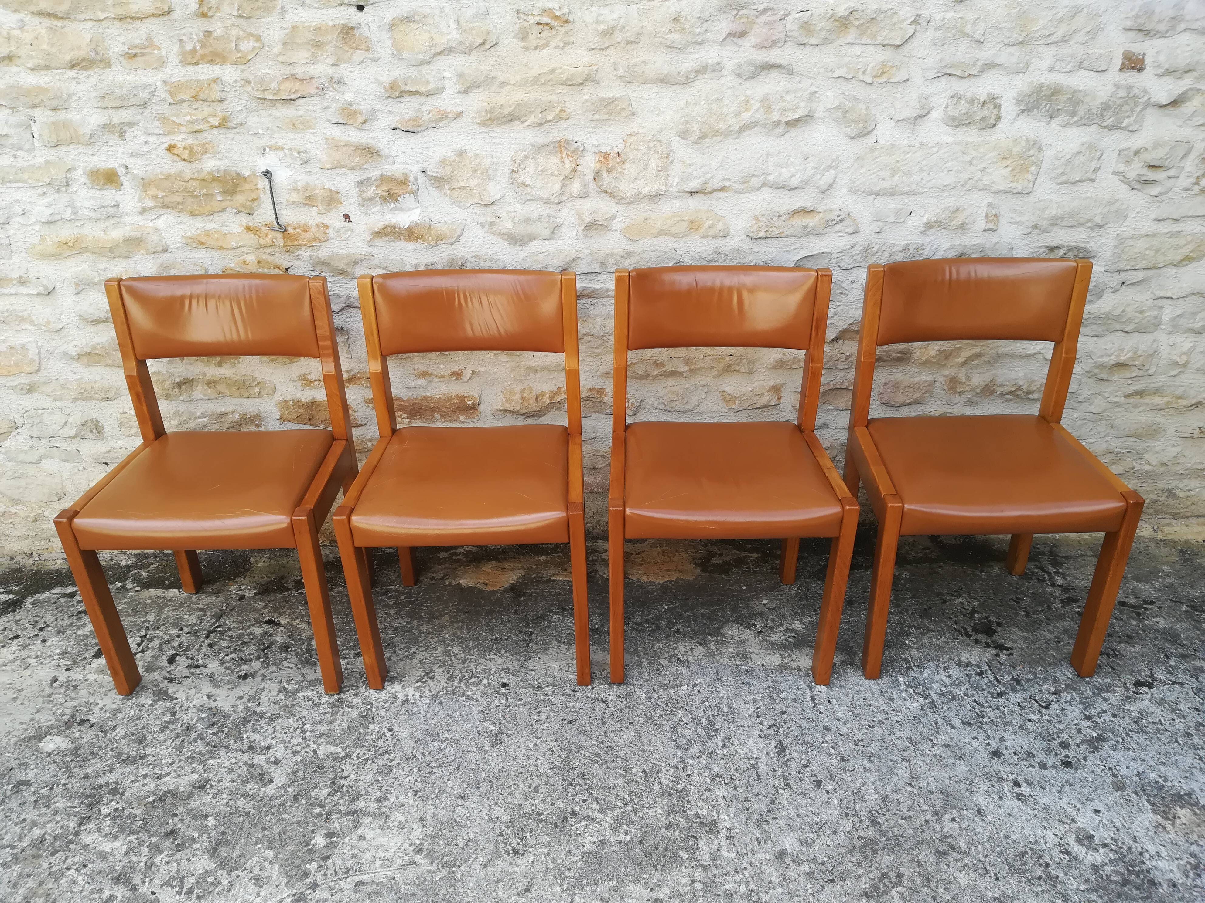 Maison Regain chairs in elm and leather