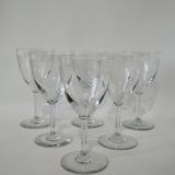 Set of 6 engraved crystal flared wine glasses from the 30s and 40s