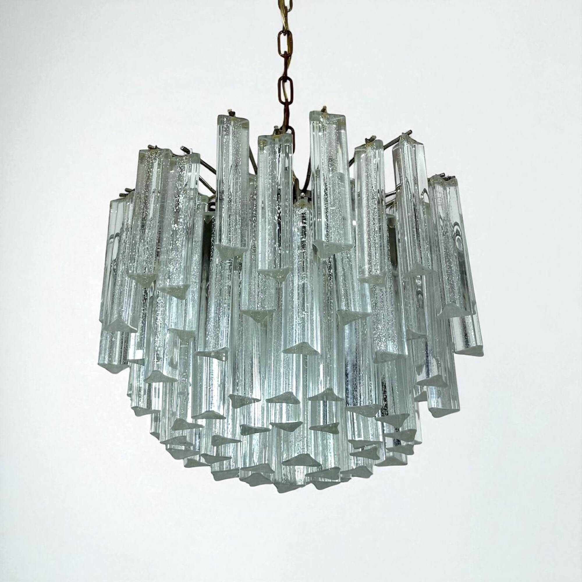 Murano Glass Ceiling Light with Clear Prisms, Italy 1970s