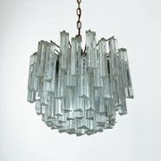 Murano Glass Ceiling Light with Clear Prisms, Italy 1970s