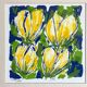 Cheerful silkscreen "yellow tulips" by Ad van Hassel, Dutch art