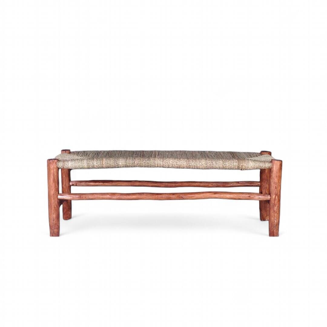 Wooden bench and woven rope