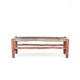 Wooden bench and woven rope