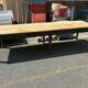 Black dining table in fir.