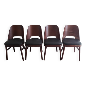 Lot de 4 chaises vintage bois simili dans le style de hoswald haerdtl