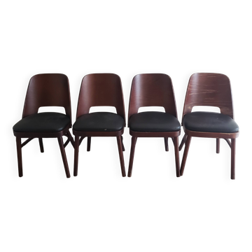 Set of 4 vintage faux wood chairs in the style of Hoswald Haerdtl