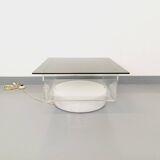 Vintage Italian square illuminated coffee table in glass and plexiglass