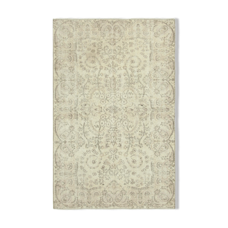 Tapis beige turc noué à la main 163 cm x 256 cm