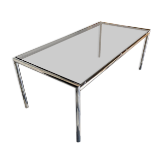 Chrome table and smoked glass