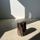 Side table in black petrified wood with light streaks h: 27,5cm d:18,5cm
