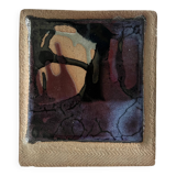 Square trinket dish in glazed ceramic, signed by F. Baudet, France 1970