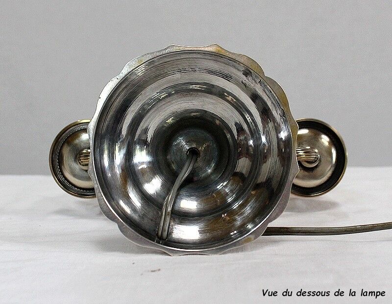 Bouillotte lamp in silver metal, empire style - early twentieth century