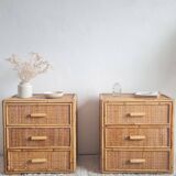 Pair of rattan bedside tables circa the 1970s.