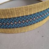 Suspension vintage globe en verre moulé et abat-jour