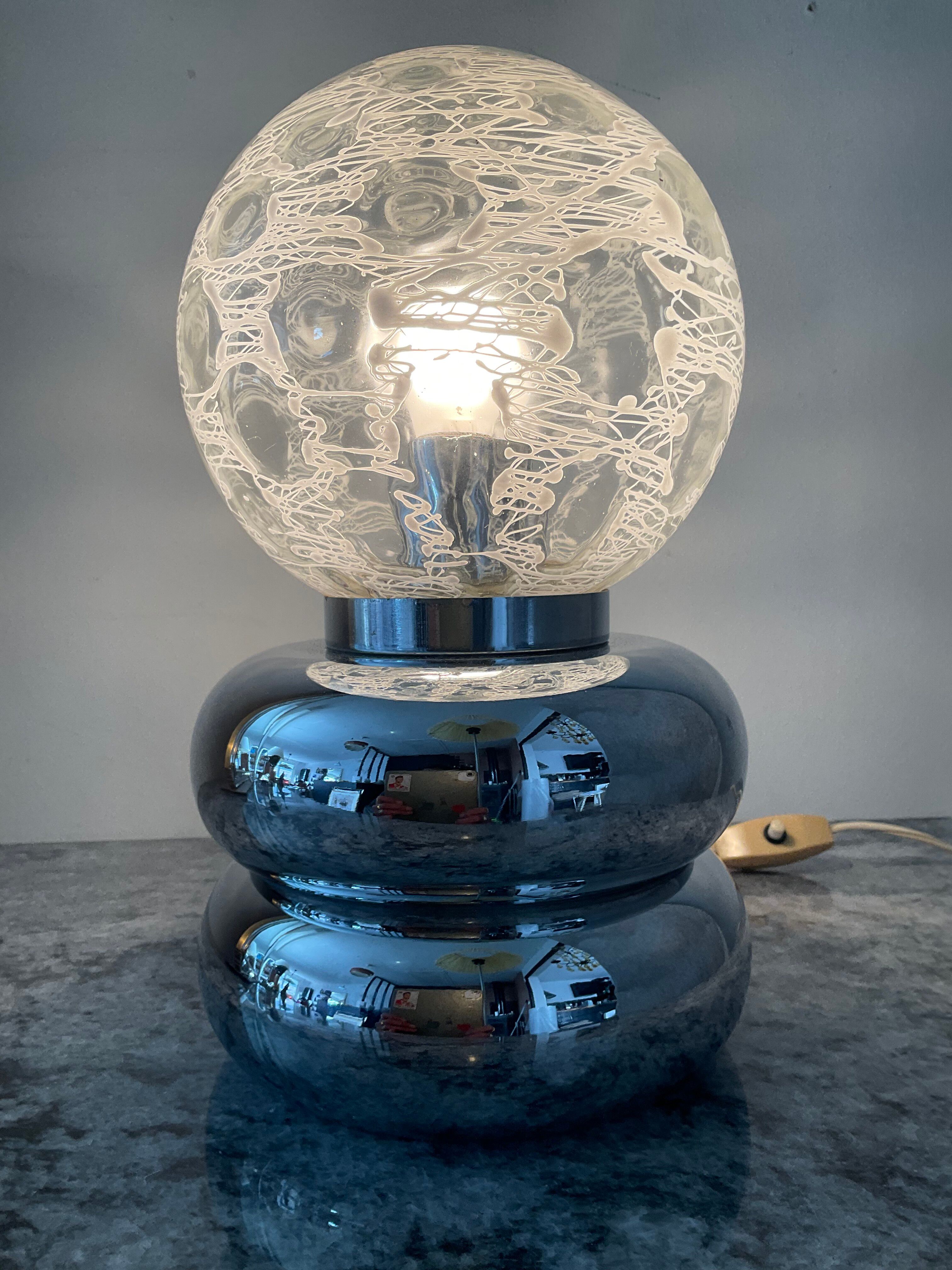 Space Age lamp in chrome metal and glass