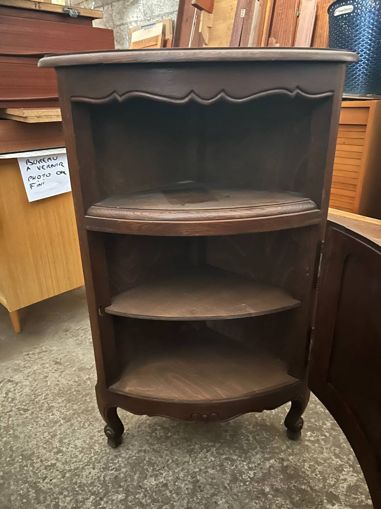 Encoignure à porte, merisier style louis XV, vintage, années 60