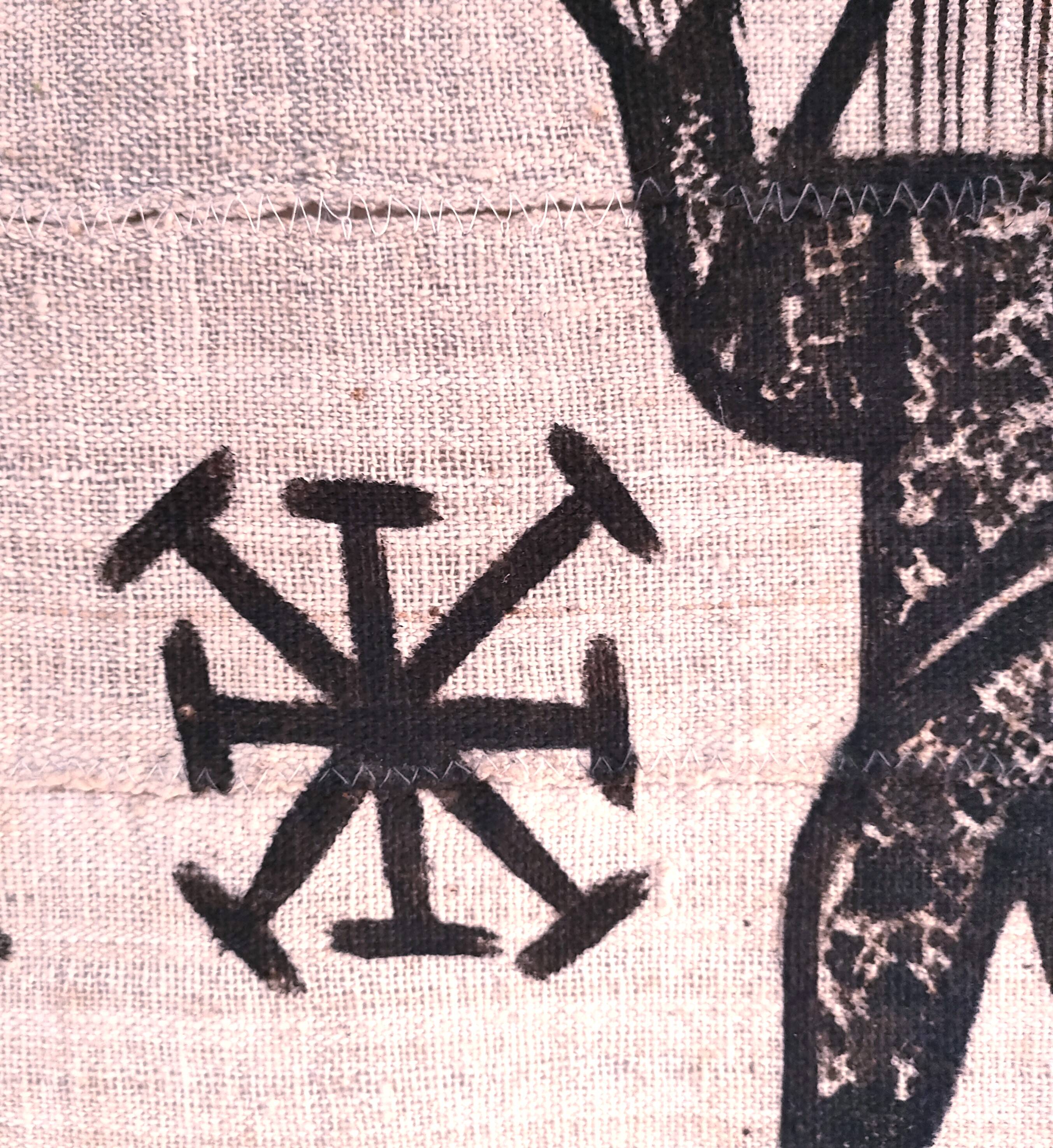 Vintage Korhogo Senoufo canvas tapestry L.103 cm