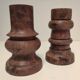 Two vintage turned wood pen and pencil pots