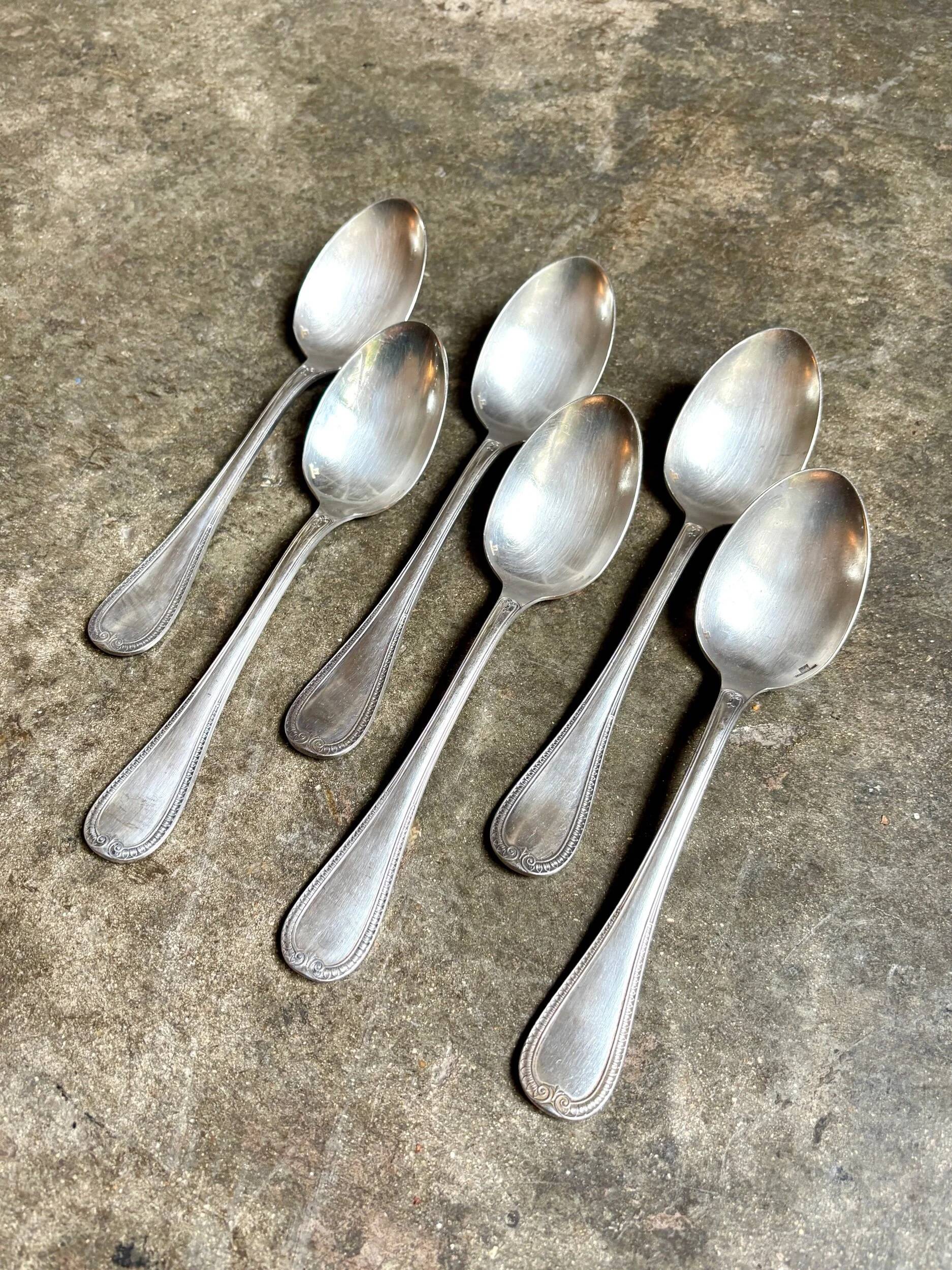 6 Christofle silver-plated tablespoons, "Malmaison" service.
