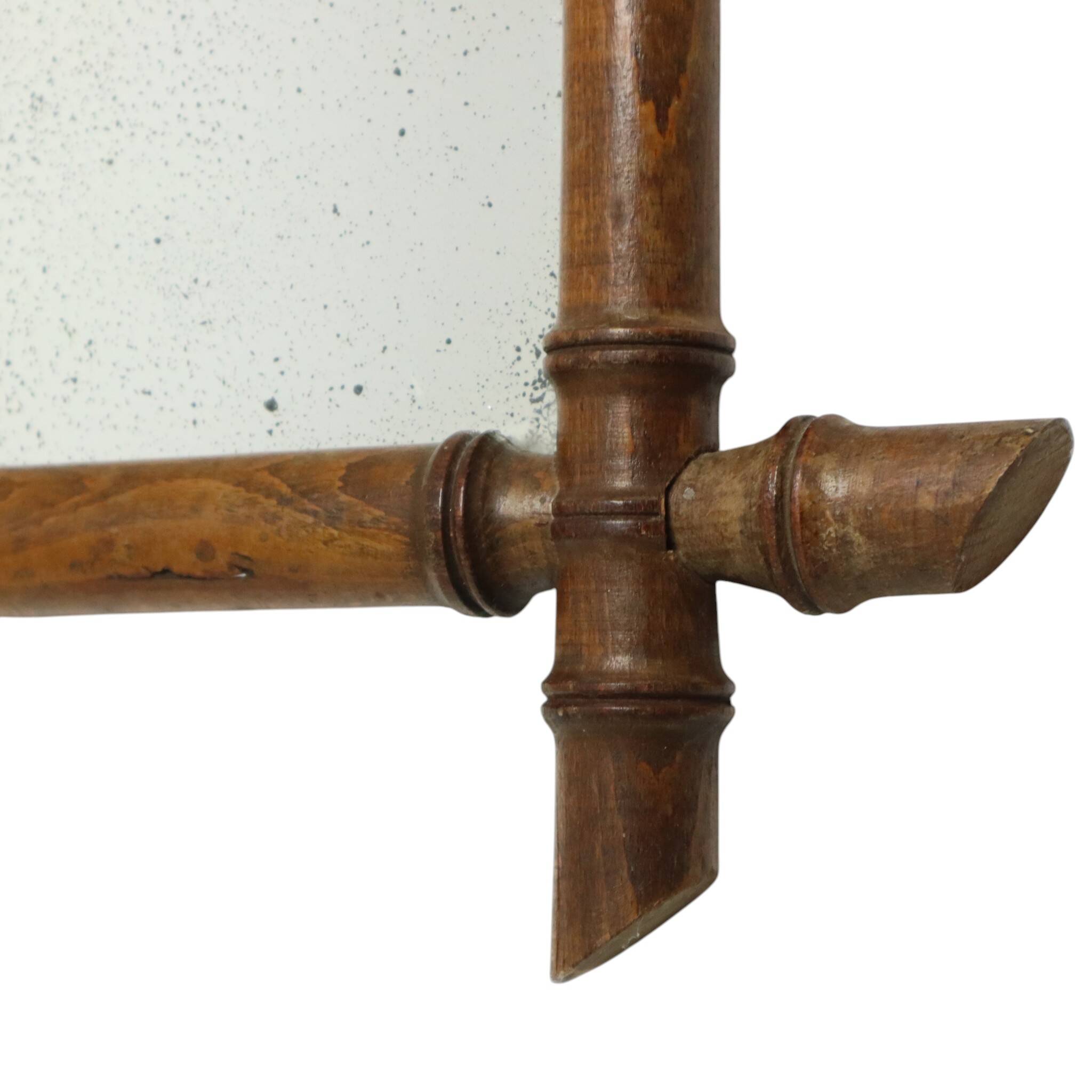 Antique French Wooden Faux Bamboo Mirror 52x39cm