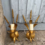 Chandelier and Pair of Wheat Sheaf Wall Lights