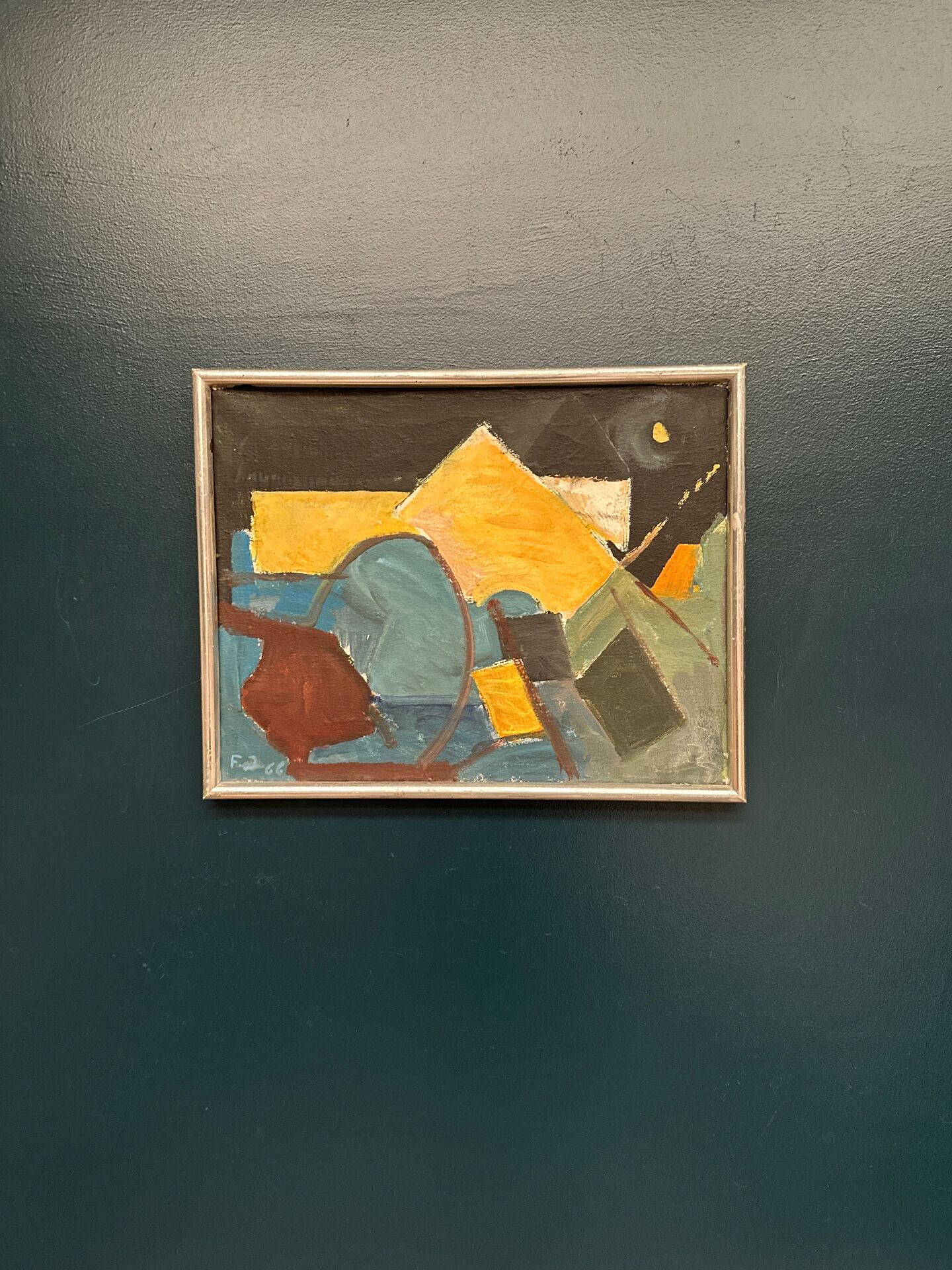 Swedish Oil on Canvas – “Abstract Composition” – Dated 1966 – Vintage