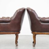 Lot de 2 fauteuils chesterfield anglais classiques en cuir de vache