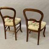 Pair of Louis Philippe chairs with petit point tapestry