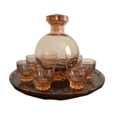 Service à liqueur vintage rosaline made in France 1950's