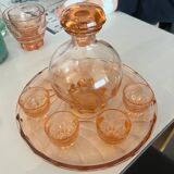 Service à apéritif vintage en verre rose