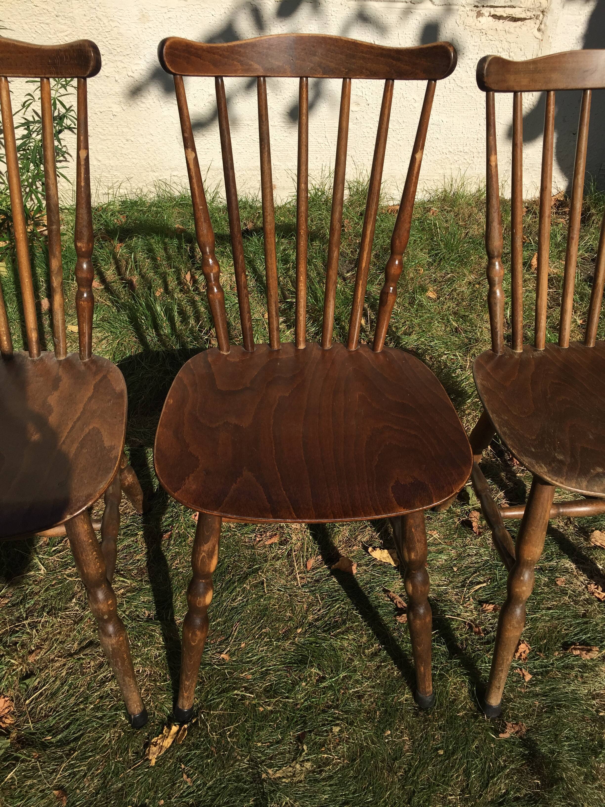 4 vintage wooden western chairs