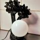 Lampe palmier en céramique et opaline 1980